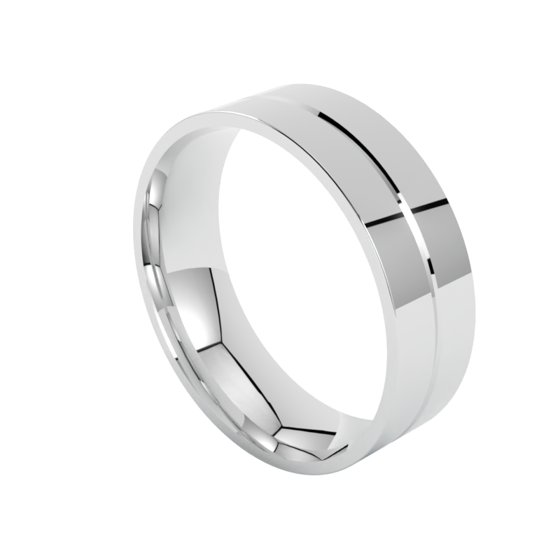 Szykowna obrączka ślubna z białego złota profil płaski